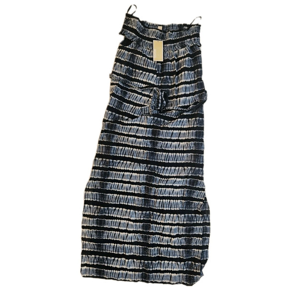 Michael Kors Strapless Maxi Dress Women's Small Blue Tie Dye Belted - Picture 1 of 10
